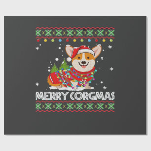 Papel De Presente Cachorro Corgi Feliz Corgmas Papai Noel Corgi Nata