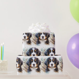 Papel De Presente Cachorro-da-montanha Bernese AI Puppy