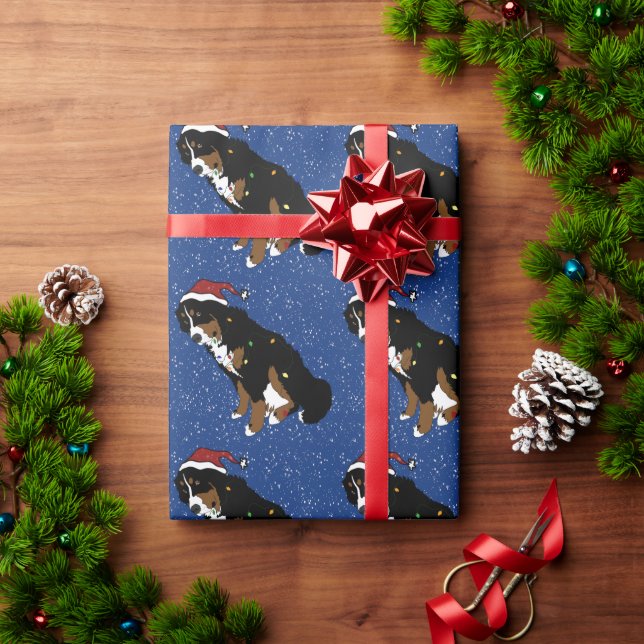 Papel De Presente Cachorro da Montanha Bernese de Natal (Presente de Natal)