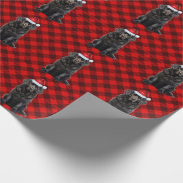 Papel De Presente Cachorro da Terra Nova e Natal Vermelho