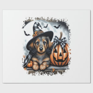 Papel De Presente Cachorro Dachshund Halloween