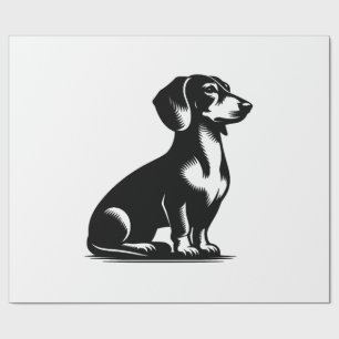 Papel De Presente Cachorro de Caça Clássico Desenho Vintage de Dachs