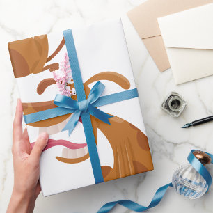 Papel De Presente Cachorro de Cartografia com Sorriso Grande e Língu