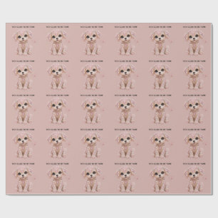 Papel De Presente Cachorro de Cristal Rosa Fofo