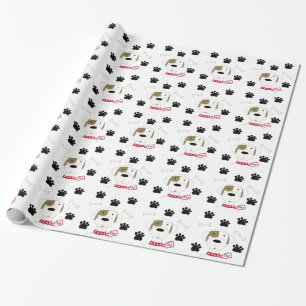 Papel De Presente Cachorro de Desenho Animado com Pegadas de Pata