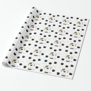 Papel De Presente Cachorro de Desenho Animado com Pegadas de Pata