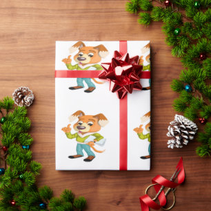 Papel De Presente Cachorro de desenho animado estudante se preparand
