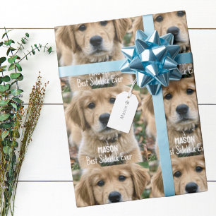 Papel De Presente Cachorro de Estimação Personalizado com Foto e Nom