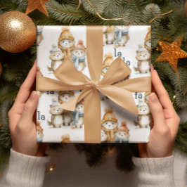 Papel De Presente Cachorro de inverno Cachorro Aquarela Crianças Nat