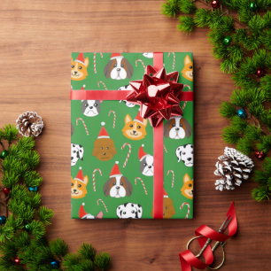 Papel De Presente Cachorro de Natal Bonito, Padrão