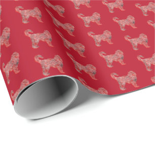 Papel De Presente Cachorro de Natal Cachorro Vermelho Silhute