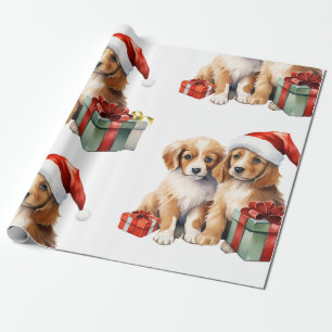 Papel De Presente Cachorro de Natal com papel de embrulhamento de pr