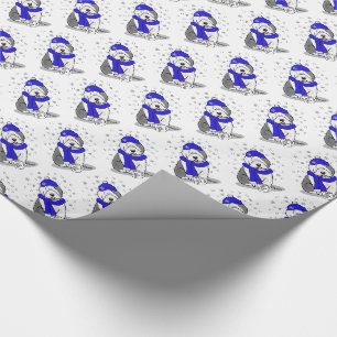 Papel De Presente Cachorro de Ovelino Azul-Inverno (Cinza 1)