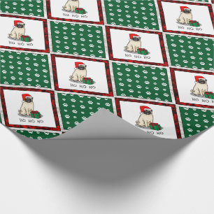 Papel De Presente Cachorro de Papai Noel de Natal (desfiladeiro)
