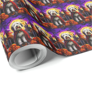 Papel De Presente Cachorro de Pastoreio Inglês Antigo do Dia das Bru