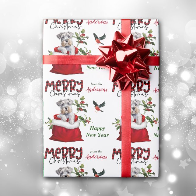 Papel De Presente Cachorro de Schnauzer Bonito Terrier no Natal Saco (Criador carregado)