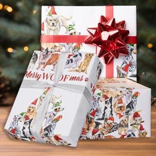 Papel De Presente Cachorro de Woofmas feliz sobrevoando os Cães de 