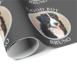 Papel De Presente Cachorro do bom menino adiciona texto fotográfico