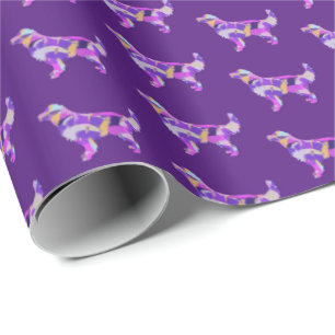 Papel De Presente Cachorro do Retriever ouro Silhueta Colorida Roxo