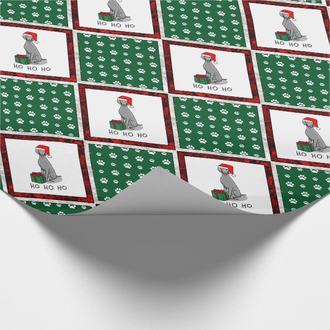 Papel De Presente Cachorro do Weimaraner do Papai Noel (cinza 1) (Ponta)