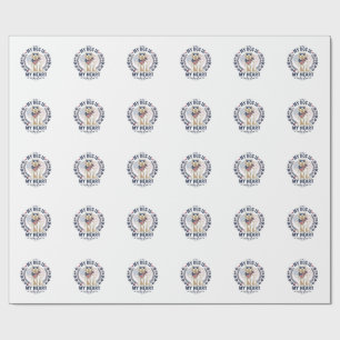 Papel De Presente Cachorro É Coração Bandeira Americana Óculos de So