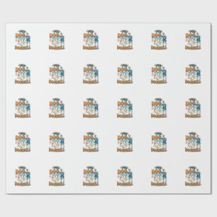 Papel De Presente Cachorro é latindo campainha branca azul_1