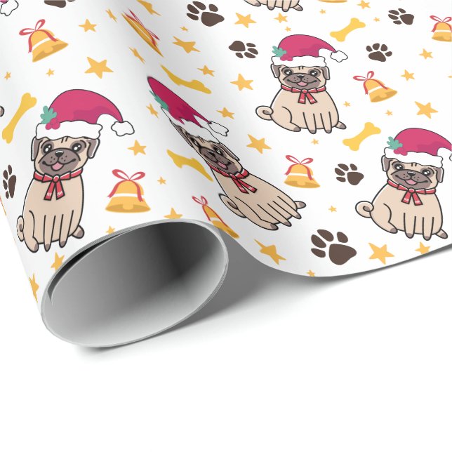 Papel De Presente Cachorro E Natal No Natal (Ponta do rolo)