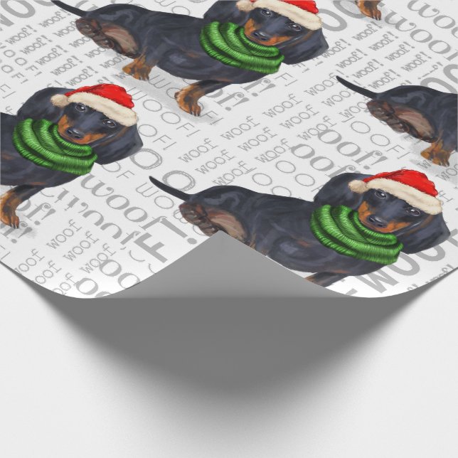 Papel De Presente Cachorro Engraçado Lover Dachshund em Santa Chapéu (Ponta)