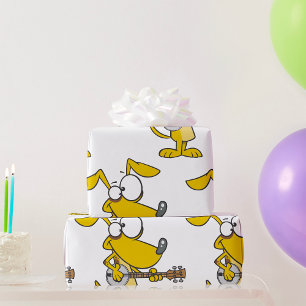 Papel De Presente Cachorro Engraçado Tocando Música de Banjo