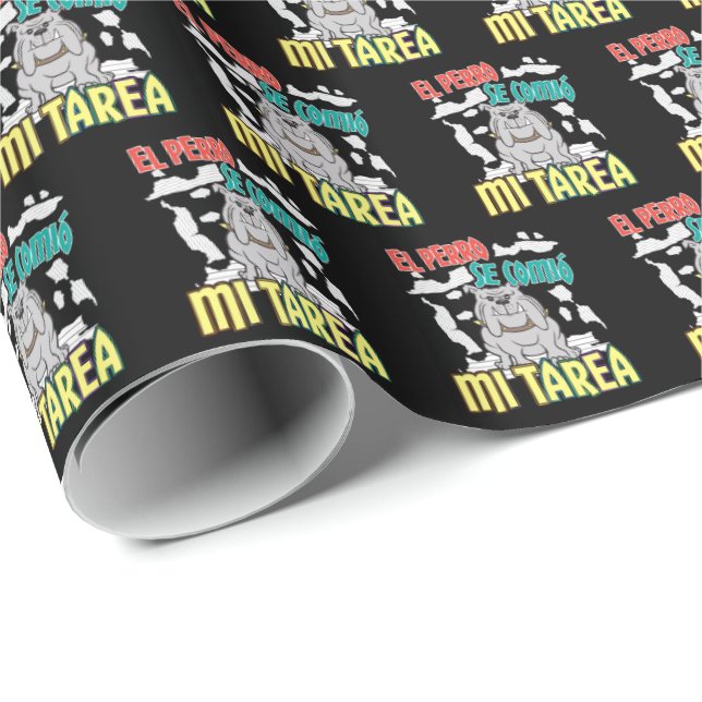 Papel De Presente Cachorro Espanhol Comeu Minha Lição de Casa - Perr (Ponta do rolo)
