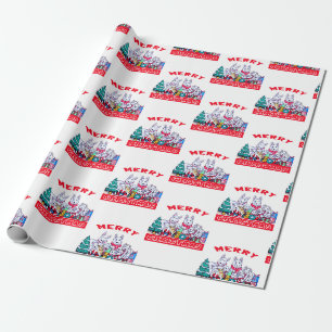 Papel De Presente Cachorro Feliz Natal Feriado Branco Feriado GSD Di