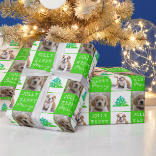 Papel De Presente Cachorro Filhote Pet 2 Fotos Árvore de Natal Alegr