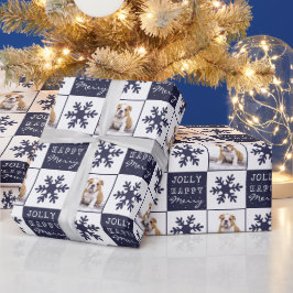 Papel De Presente Cachorro Filhote Pet Foto Floco de Neve Natal