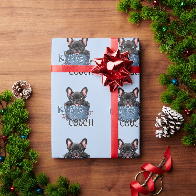 Papel De Presente Cachorro francês fofo Amante de cães engraçados (Presente de Natal)