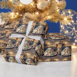 Papel De Presente Cachorro Fungando Biscoitos de Natal