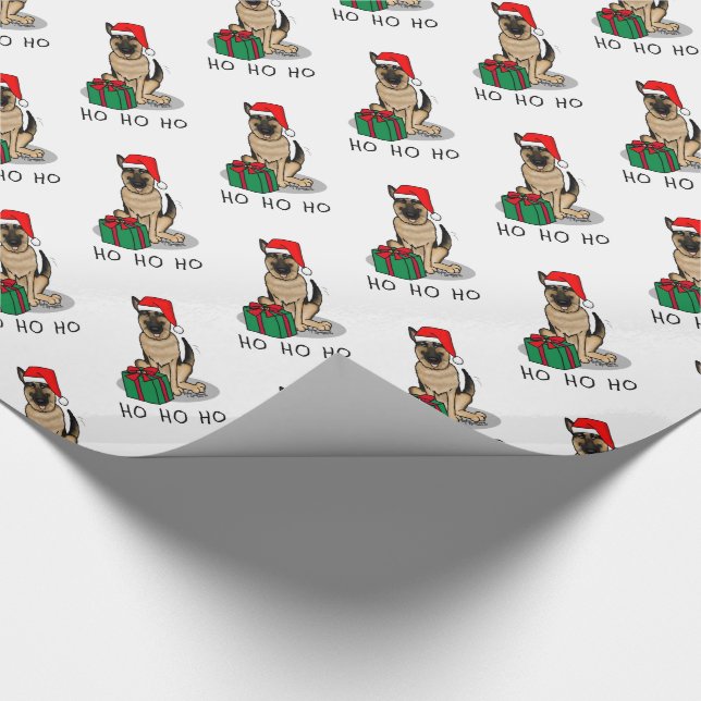 Papel De Presente Cachorro German shepherd de Natal Santa Hat (Ponta)