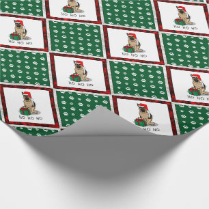 Papel De Presente Cachorro German shepherd de Natal Santa Hat