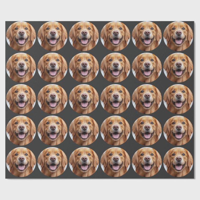 Papel De Presente Cachorro Golden Retriever Feliz Sorridente (Aberto)