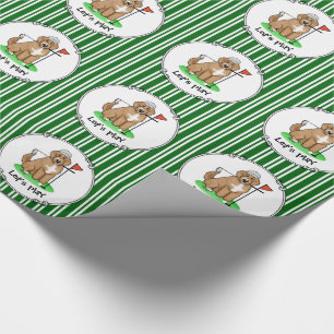 Papel De Presente Cachorro Goldendoodle Jogando Golfe (whmk2 vermelh