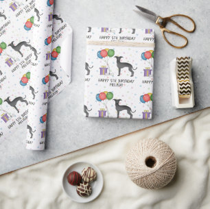 Papel De Presente Cachorro Grego Negro Italiano - Feliz Aniversário