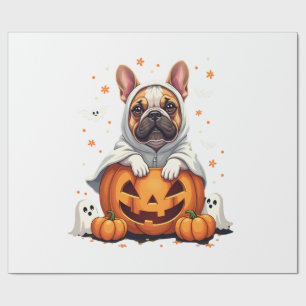 Papel De Presente Cachorro Inglês Engraçado Fantasma Boo Dia das Bru