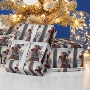 Papel De Presente Cachorro Irlandês Que Licencia Um Polo Congelado