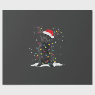 Papel De Presente Cachorro Labrador Preto Luz da Árvore de Natal do 