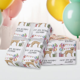 Papel De Presente Cachorro Labrador Retriever Amarelo Aniversário Co