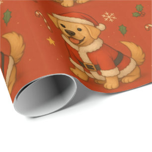 Papel De Presente Cachorro Labrador Retriever Santa Natal Fofo