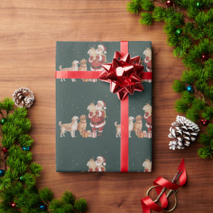 Papel De Presente Cachorro Mãe Retriever Dourado Vintage Natal Papai
