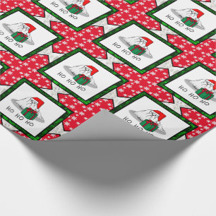 Papel De Presente Cachorro Maltês de Natal Santa Hat Engraçado