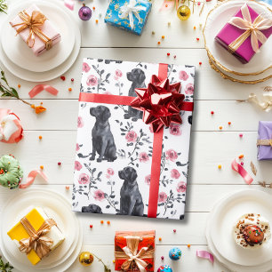 Papel De Presente Cachorro Negro-Bonito Labrador Retriever Cachorro 