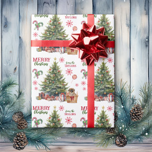 Papel De Presente Cachorro Pekingês debaixo da árvore de Natal