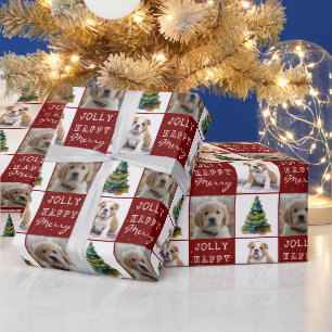 Papel De Presente Cachorro Pet 2 Fotos Árvore de Natal Aquarela
